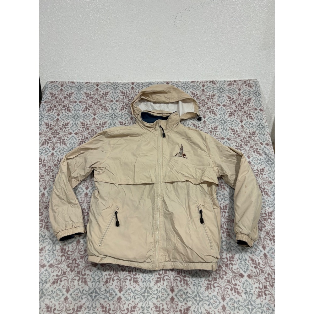 Princess Cruises British Isles Windbreaker Jacket Tan Fleece Lined Hooded Small